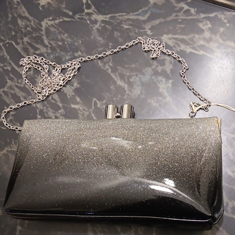 Elegant Black Glitter Clutch